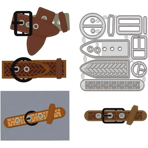 Belt Carbon Steel Cutting Dies Stencils Leather Belt Carbon Steel Embossing Template for Scrapbooking Making Metal Stencils Scrapbooking for Album Paper Cards Craft DecorativeStainless Steel Color