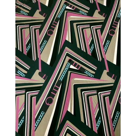 Belt Chain Lines Design on Polyester Spandex 2 Way Stretch Fabric by The Yard or Roll (Pink)