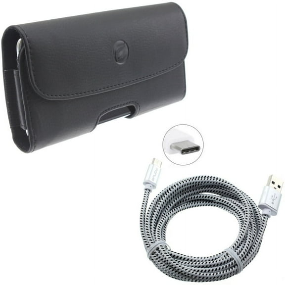 Belt Clip Case Holster w 6ft Long USB-C Cable Fast Charger Power Cord P5K for Samsung Galaxy XCover Pro,S20 Ultra,S21 Plus,S10 5G,Note 9,8,20,Ultra,10 Plus,A9,A72 5G,A71 5G,A70,A52 5G,A42 5G