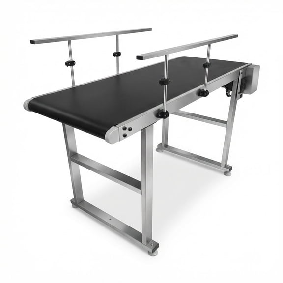 Belt Conveyor, 54.5 x 15.7 Inch Conveyor Table, Stainless Steel Motorized Belt Conveyor, PVC Belt Anti-Static Adjustable Speed with Double Guardrail, 88LBS Load Capacity