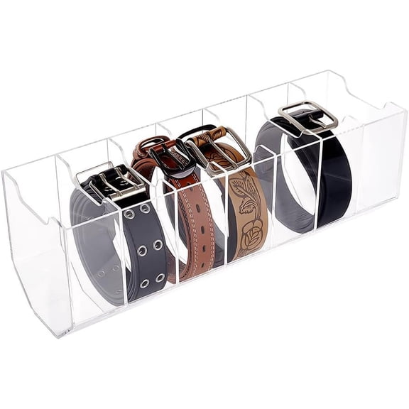 Belt Display Organizer Acrylic Belt Case 7 Compartments Display Case Belt Storage Holder Clear Display Case