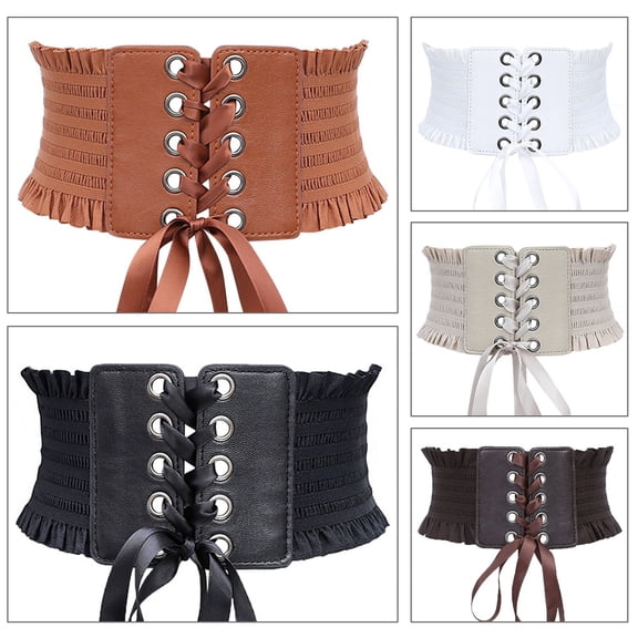 Belt for Dresses Woman, Waist Belt for Women, Imported Lace Elastic Cloth   Advanced Hardware Accessories Waist Belt with Drawstring to Adjust Size Fit for Waist Circumference 63 cm, Brown