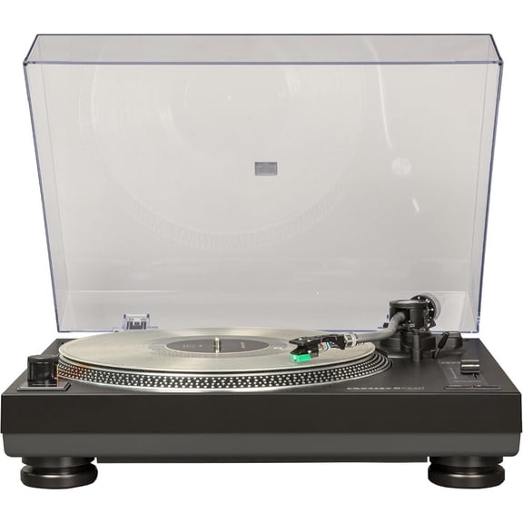 Belt-Drive Bluetooth Turntable Record Player with Adjustable Counterweight, Black