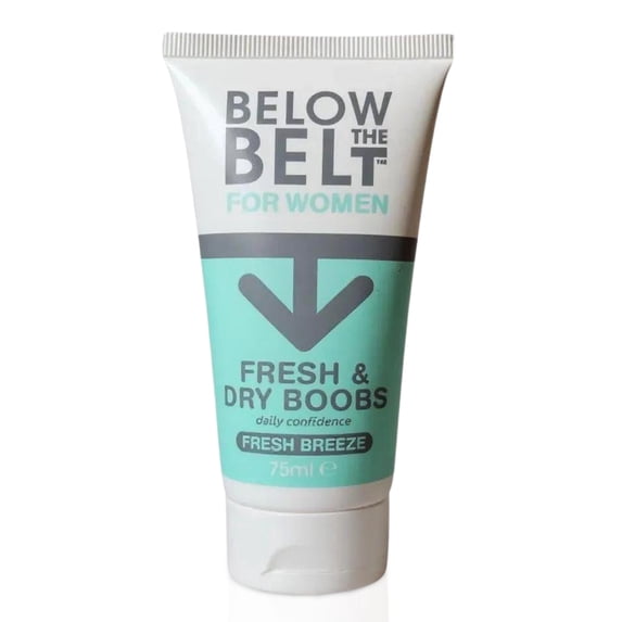 Below The Belt Fresh and Dry Boobs, Under Breast Sweat Care Cream with Fresh Breeze Scent, Under-Bust Anti-Sweat and Anti-Chafing Formula, Talc Free - 75ml