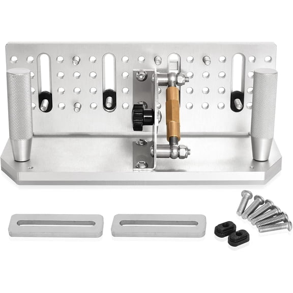 Belt Grinder Knife Jig, 9-3/4 Long Sharpening Locator Adjustable Angle -5~ 25, Belt Knife Sharpener Jig with Dual Press Plates,Knife Making Angle Grind Guide for Belt Sander Machine