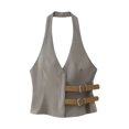 Belt Halter Female Sleeveless Vest Crop Tops Woman Backless Tank Women