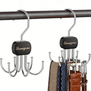 Belt Hanger, Belt Organizer for Closet,Rotatable Tie Rack,Belt Holder,Hanging Closet Storage Hook for Belt, Bra, Tank Top, Tie, Scarf, Purse,1PCS,Black