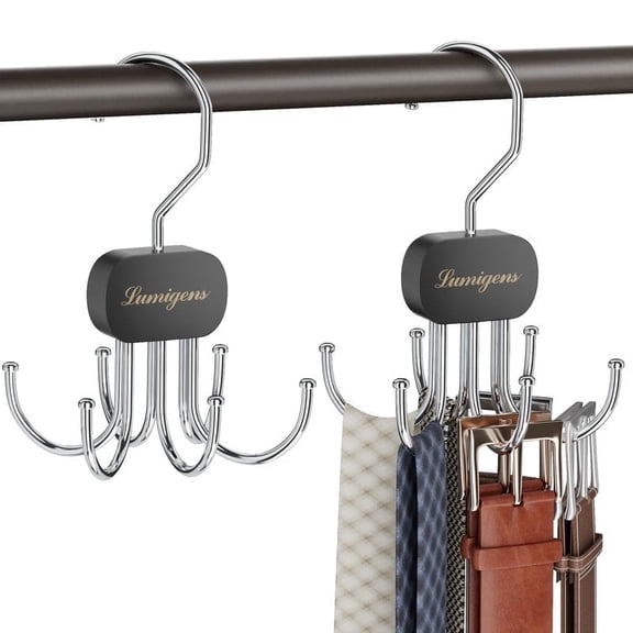 Belt Hanger, Belt Organizer for Closet,Rotatable Tie Rack,Belt Holder,Hanging Closet Storage Hook for Belt, Bra, Tank Top, Tie, Scarf, Purse,3PCS,Black