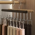 thumbnail image 1 of Belt Hanger Closet Organizer Rack | Multifunctional Hardwood Body, Iron Hooks | Beige Brown Finish | Holds 24 Belts, Ties, Scarves | 8 Hooks | Space-Saving | 28x17x4 cm | Compact Storage Solution, 1 of 6