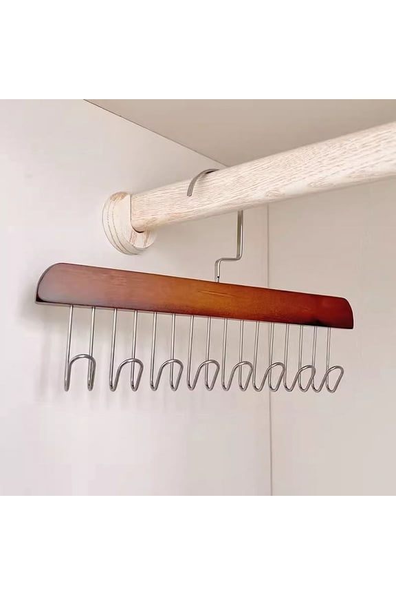 Belt Hanger for Closet, Sturdy Wood Bra Hanger with 8 Hooks,360°Rotating Space Saving Hanger Closet Organizers and Storage for Dorm & Apartment for Belt, Tie, Tank Top, Bra, Scarf