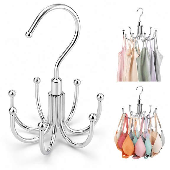 Belt Hanger,Rotatable Belt Rack Closet Accessories Organizer,Maximum 24 Storage Capacity,Hanging Holder Storage Hook for Belt,Bra,Tank Top,Tie,Scarf,Purse,Silver