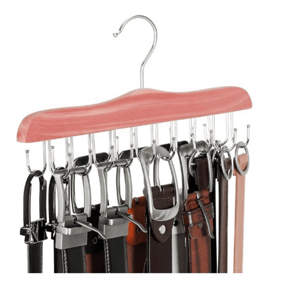 Belt Hanger for Closet, Cedar Wooden Hangers with 20 Rotatable Hooks, Closet Organizers and Storage for Bra, Tank Top, Tie, Purse, Hat, Necklace