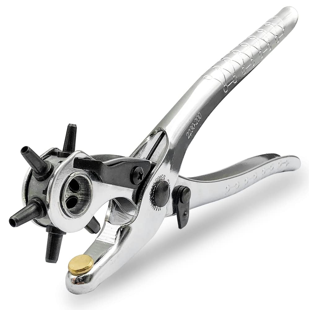 Leather Hole Punch Pliers 9 with Multi-size Rotating Wheel for Belts, -  California Tools And Equipment