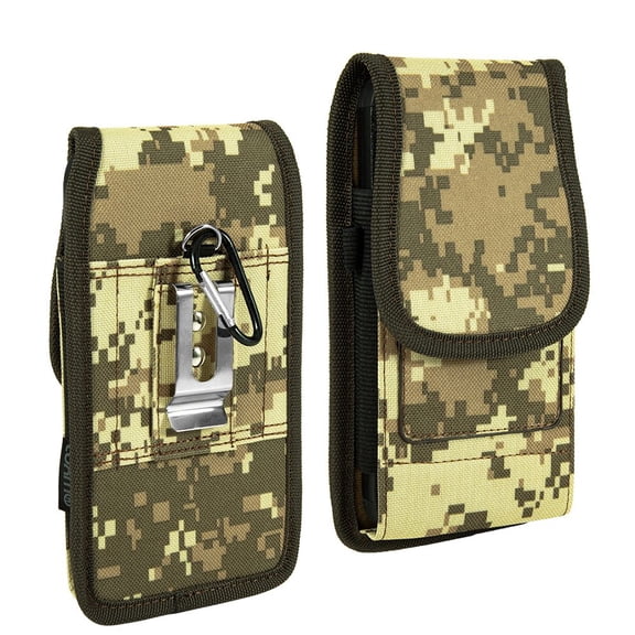 Belt Holster Case for Samsung Galaxy XCover6 Pro - Vertical Rugged Nylon [Card Slots & Pen Holder] Phone Carrying Pouch (Fits with Cases) - Digital Camo