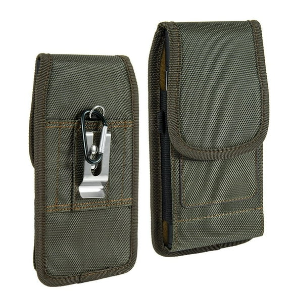 Belt Holster Case for iPhone 14 Plus - Vertical Rugged Nylon [Card Slots & Pen Holder] Phone Carrying Pouch (Fits with Cases) - Midnight Green