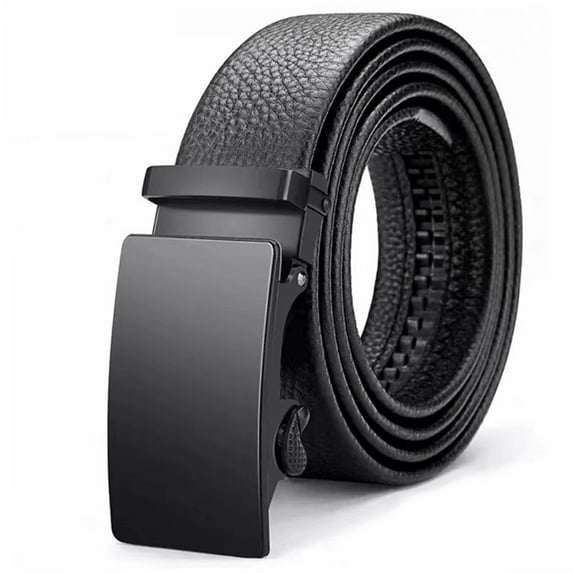 Beltzy Belt Men, Leather Ratchet Belts For Men Slide Golf Belts with Automatic Buckle Belt For Dress Casual Trim to Fit with Gift Box Black