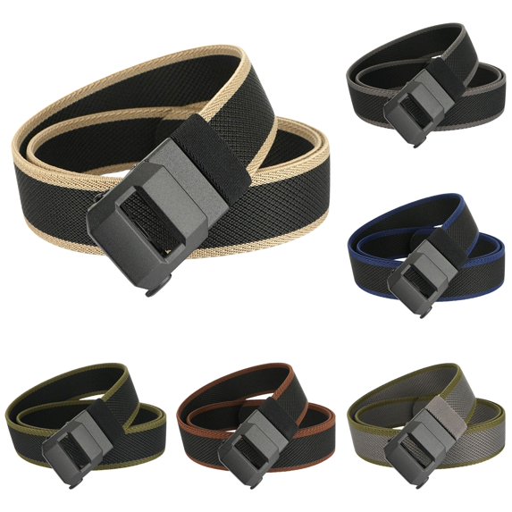 Belt Men’s Elastic Waistband Business Casual Nylon Peplum Belt Automatic Buckle for Attire