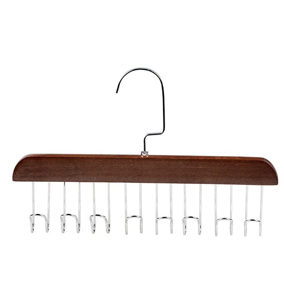 Belt Organizer Multi Hook 360 Degrees Rotating Top 8 Hooks Multi-purpose Hanging Sling Vest Storage Rack Home Supplies-Brown