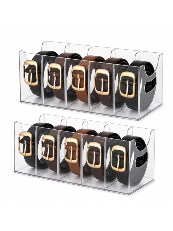 Belt Organizer -r Stackable Holder For Closet And Drawer Stor5partments With Removable Dividers Multi-purpose Display Binserts Ties Socks Underwear (1)
