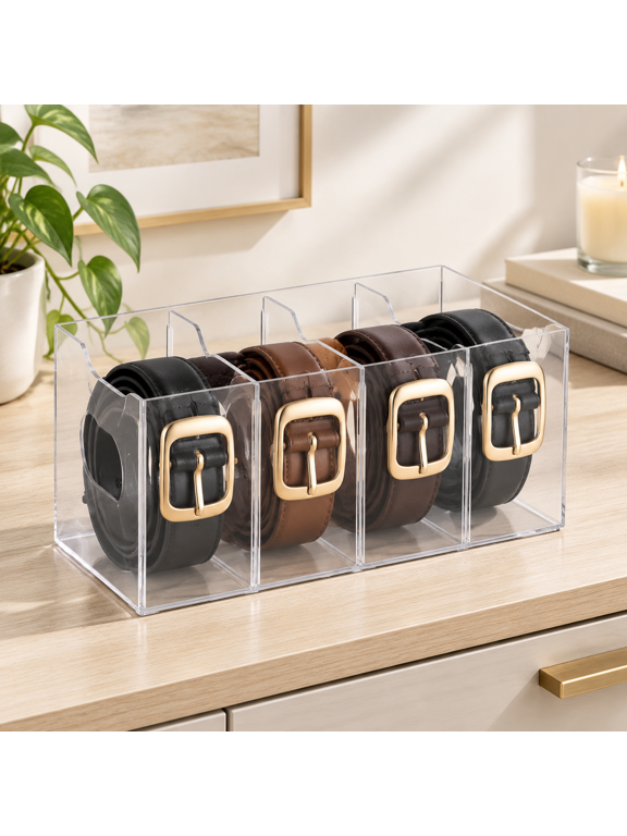 Belt Organizer -r Stackable Holder For Closet And Drawer Stor5partments With Removable Dividers Multi-purpose Display Binserts Ti