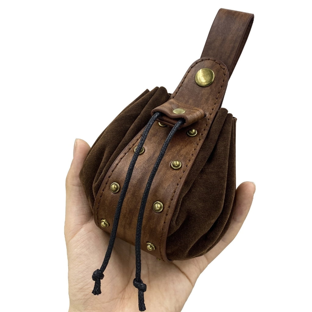 Belt Pouch Medieval Drawstring Bag Leather Coin Purse Renaissance Waist ...