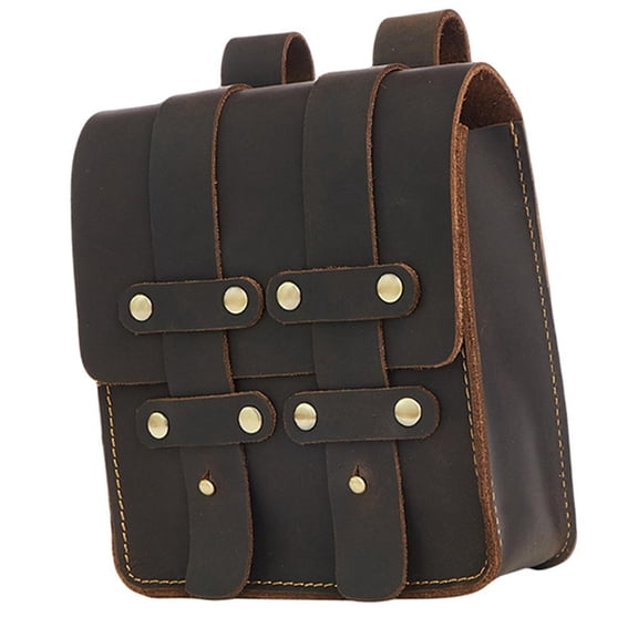 Belt Pouch Retro Style Handmade PU Leather Dark Brown Fanny Pack for