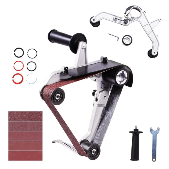 Belt Sander Adapter for Angle Grinder, Pipe or Tube Sanding Attachment with 5/8-11" Imperial Thread and 10PCS Sanding Belts, Belt Sander Attachment Pipe Polishing Adapter for Rust Removal
