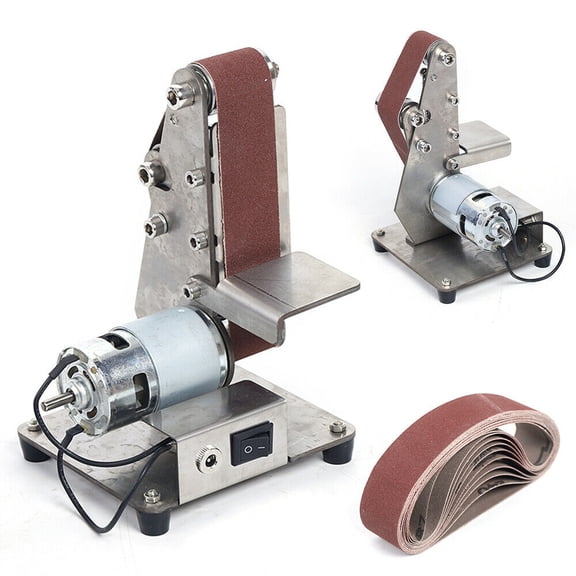 Belt Sander Electric Mini Belt Sander Grinder Polisher Sharpener Polishing Grinding Machine DIY Sand Mill Adjustable Speed Wood Sanding Tool Electric Belt Grinder Multifunctional Mini