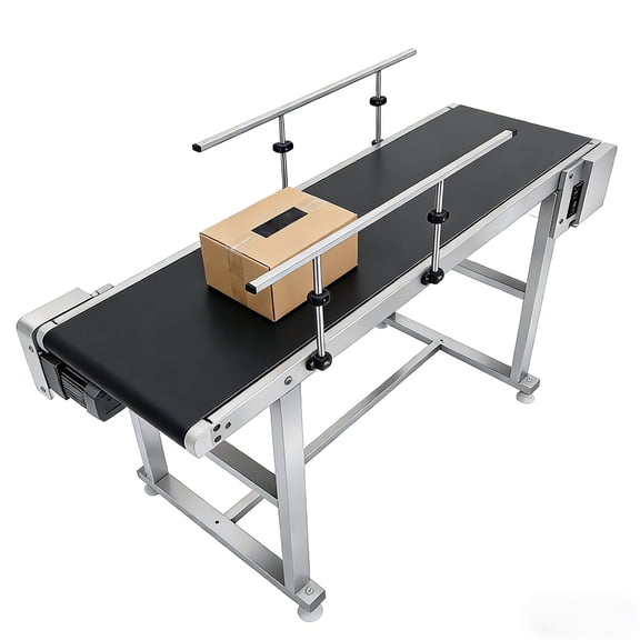 Belt Systems, PVC Belt Conveyor with Stainless Steel Frames Adjustable Speed 55''x22'' Size, Flat Conveyor, Industrial Conveyor for Logistics Warehouse Material Transport