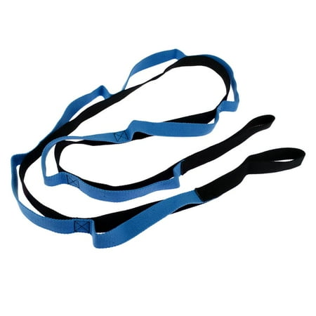 Belt With Loops 78 Inch Long,1 Inch Wide And 8 Loops For Yoga, Dancing Exercise Blue and Black