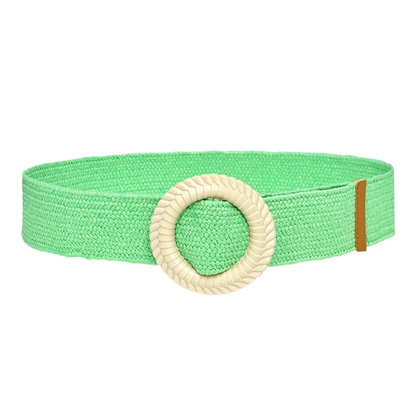 Belt for Women Solid Woven Elastic Casual Summer Stretch Skinny With Wooden Buckle Belts