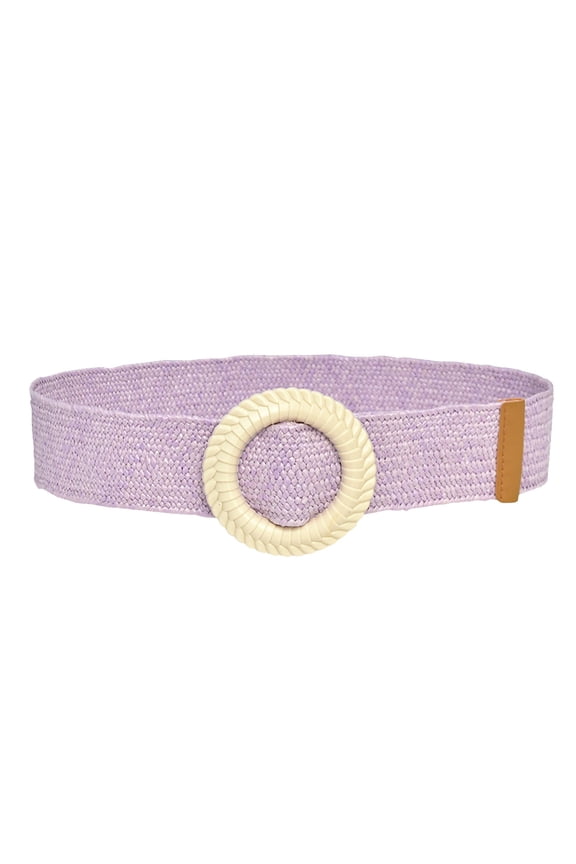 Belt for Women Solid Woven Elastic Casual Summer Stretch Skinny With Wooden Buckle Belts