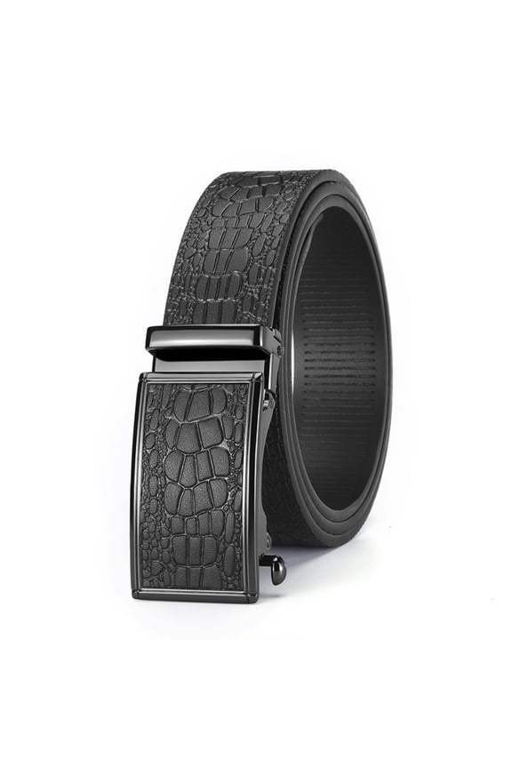 Belt men's leather high-end alligator pattern first layer cowhide belt men's business toothless automatic buckle high-end belt