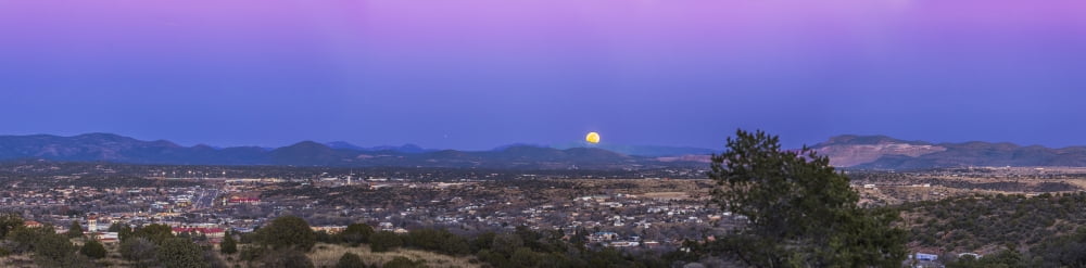 Belt of Venus and full moon rising over Silver City New Mexico Canvas Art - Alan DyerStocktrek Images (57 x 14)