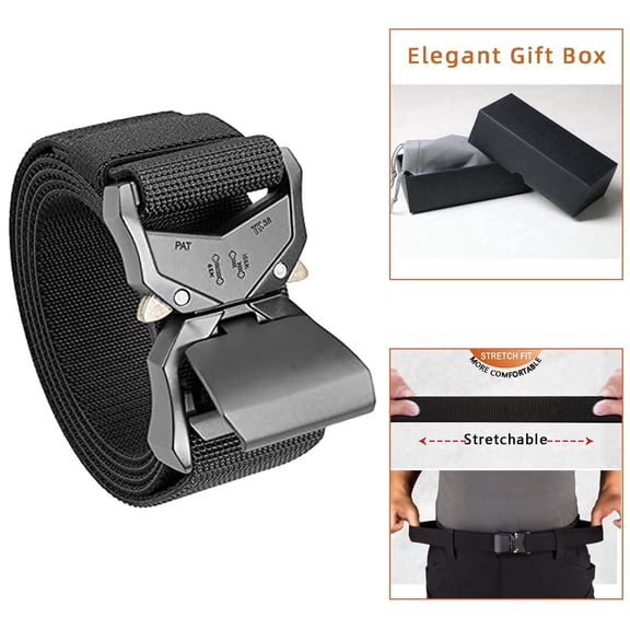 BeStrudur Belt with Stretch Hiking Rigger 1.5" Nylon Web Work Belt with Heavy Duty Quick Release Buckle