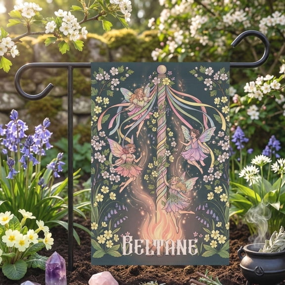 Beltane Garden Flag Pagan Sabbat Decor Witchy Spring Outdoor Banner