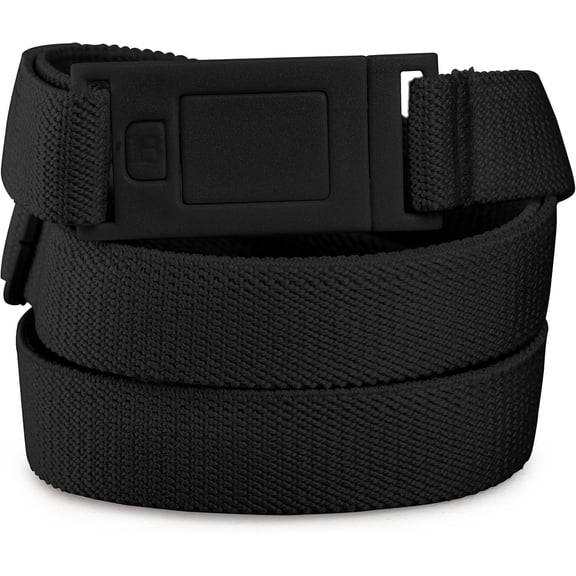 Beltaway NARROW Women's No Show Elastic Belt with Flat Buckle, Narrow Design for Skinny Belt Loops, Black