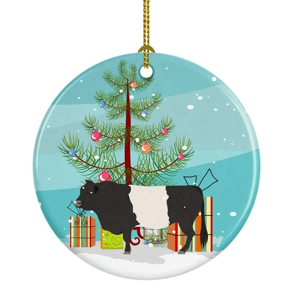 Belted Galloway Cow Christmas Ceramic Ornament