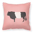 thumbnail image 1 of Belted Galloway Cow Pink Check Fabric Decorative Pillow, 1 of 4