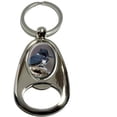 thumbnail image 1 of Belted Kingfisher, Bird, Chrome Plated Metal Spinning Oval Design Bottle Opener Keychain Key Ring, 1 of 1