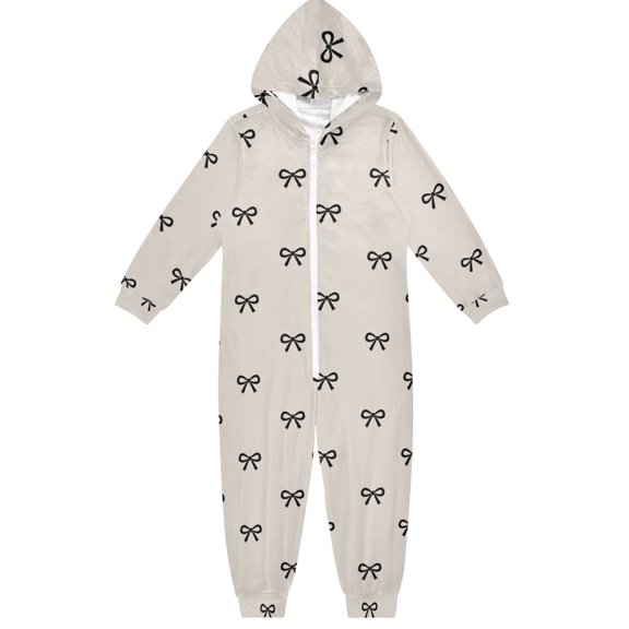 Belted Knot Boys & Girls Hooded One-Piece Pajamas Warm Crystal velvet Hooded Long Sleeve Loungewear Jumpsuit Unisex