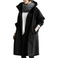 thumbnail image 1 of Belted Trench Coat Women, Mid-Length Rain Jacket, Casual Fall Trench Black 3Xl , Coat, 1 of 4