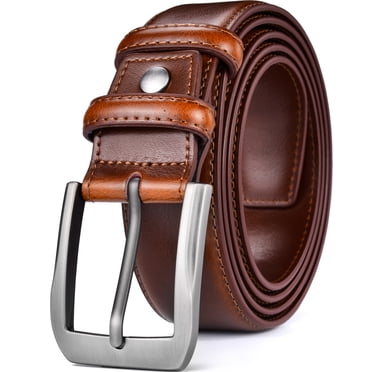 Men's Casual Genuine Full Grain Leather Belt - 1.5" Wide, Roller Buckle