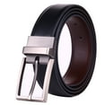 thumbnail image 1 of Beltox Fine Men's Dress Belt Black & Coffee Leather Reversible 1.25" Wide Rotated Buckle Gift Box for Men Waist 42, 1 of 8