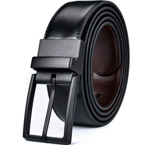 Beltox Fine Men's Dress Belt Leather Reversible 1.34" Wide Rotated Buckle Gift Box