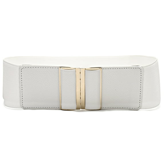 Beltox Fine Womens 3" Wide White Belt Elastic Stretch for Female