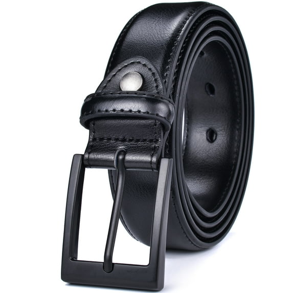 Beltox Men Black Belt Casual Dress Jeans 1.25” Wide w Black Buckle 34