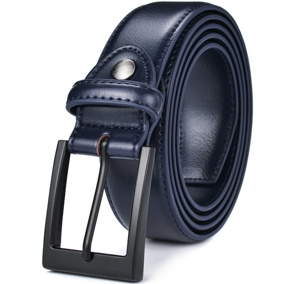 Beltox Men Blue Belt Casual Dress Jeans 1.25” Wide w Black Buckle 30