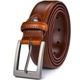 thumbnail image 1 of Beltox Men Brown Belt Casual Dress Jeans 1.25” Wide w Brushed Buckle 36, 1 of 6