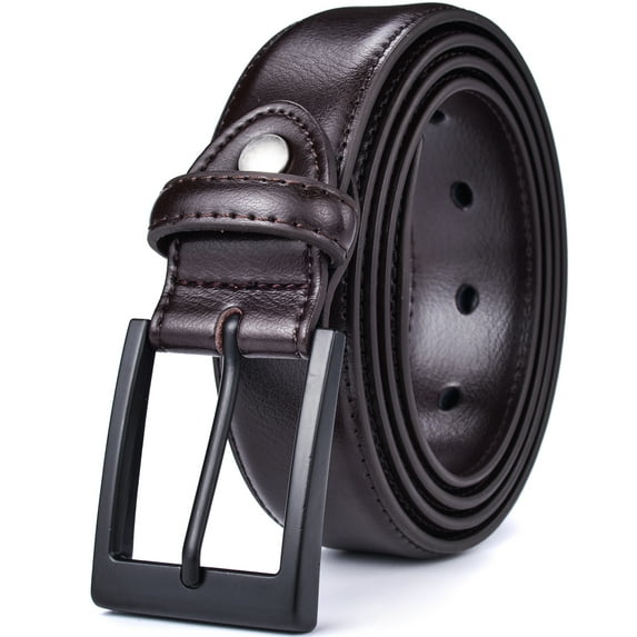 Beltox Men Coffee Belt Casual Dress Jeans 1.25” Wide w Black Buckle 30